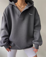 Hoodie Women's oversized fit with button placket | L&S 4
