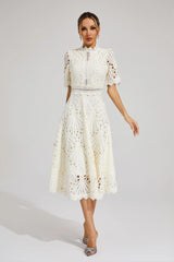 Women's Lace Midi Dress | Elegant Scoop Neckline
