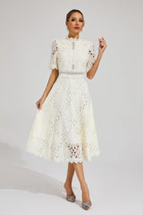Women's Lace Midi Dress | Elegant Scoop Neckline
