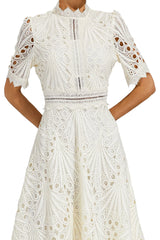 Women's Lace Midi Dress | Elegant Scoop Neckline