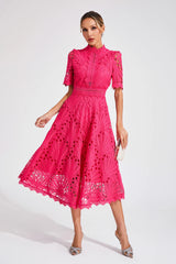 Women's Lace Midi Dress | Elegant Scoop Neckline