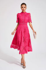 Women's Lace Midi Dress | Elegant Scoop Neckline