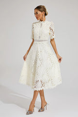 Women's Lace Midi Dress | Elegant Scoop Neckline