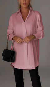 Lisa – Elegant oversized cotton shirt with classic collar for Women 1