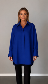 Lisa – Elegant oversized cotton shirt with classic collar for Women 6