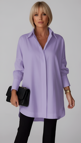 Lisa – Elegant oversized cotton shirt with classic collar for Women 7
