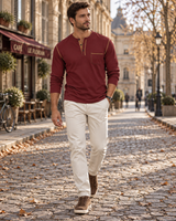 Men's Henley Shirt | Long Sleeve & Three-Button Placket 1