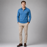 Men's Long Sleeve Polo Shirt | Check Collar Detail