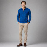 Men's Long Sleeve Polo Shirt | Check Collar Detail