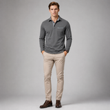 Men's Long Sleeve Polo Shirt | Check Collar Detail
