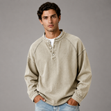 Men's Long Sleeve Shirt | Stand Collar & Button Placket