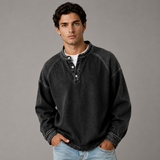 Men's Long Sleeve Shirt | Stand Collar & Button Placket