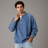 Men's Long Sleeve Shirt | Stand Collar & Button Placket