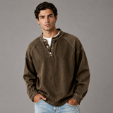 Men's Long Sleeve Shirt | Stand Collar & Button Placket