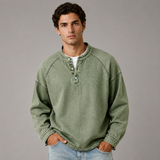 Men's Long Sleeve Shirt | Stand Collar & Button Placket