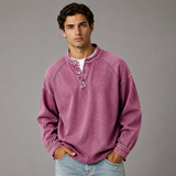 Men's Long Sleeve Shirt | Stand Collar & Button Placket