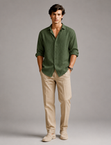 Men's Polo | Long Sleeve Button Shirt & Subtle Textured Finish