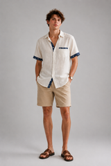 Men's Polo | Short Sleeve Button Shirt & Contrast Printed Trim