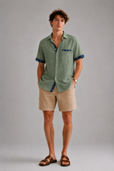 Men's Polo | Short Sleeve Button Shirt & Contrast Printed Trim