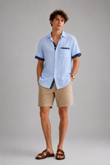 Men's Polo | Short Sleeve Button Shirt & Contrast Printed Trim