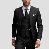 Men's Three-Piece Suit Tailored Slim Fit Blend for Weddings and Groomsmen 0