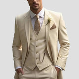 Men's Three-Piece Suit Tailored Slim Fit Blend for Weddings and Groomsmen 3