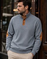 Men's Jacquard Jumper | Button-Up Collar 4