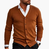 Men’s cardigan with a V-neck, button placket at the front and pockets | L&S 1