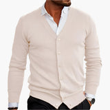 Men’s cardigan with a V-neck, button placket at the front and pockets | L&S 3