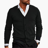 Men’s cardigan with a V-neck, button placket at the front and pockets | L&S 7