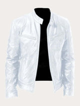Muhammad | Men's Classic Biker Real Leather Jacket Stand Collar 13