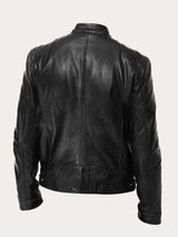 Muhammad | Men's Classic Biker Real Leather Jacket Stand Collar 1