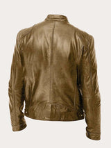 Muhammad | Men's Classic Biker Real Leather Jacket Stand Collar 6