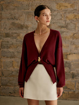 Paula – Plain cardigan with gold buttons 11