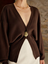 Paula – Plain cardigan with gold buttons 2