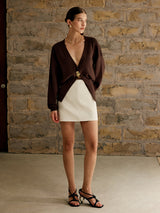Paula – Plain cardigan with gold buttons 3