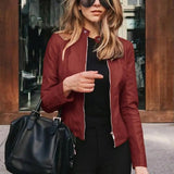 Phoebe | Women's Slim-Fit Zip-Up Faux Leather Jacket 11