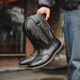 Men's Mid-Calf Boots | Square Toe & Embroidered Shaft 4