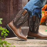 Men's Mid-Calf Boots | Square Toe & Embroidered Shaft 1