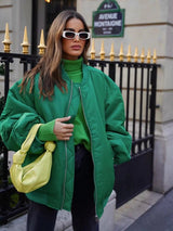 Women's Oversized Bomber Jacket | Zip-Up Closure
