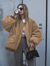 Women's Oversized Bomber Jacket | Zip-Up Closure