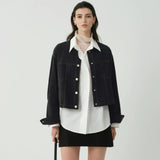 Short women’s jacket with a relaxed fit and front pockets | L&S 0