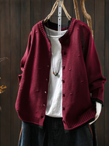 Textured Button-Up Oversized Cardigan for Women | L&S 0