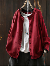 Textured Button-Up Oversized Cardigan for Women | L&S 2