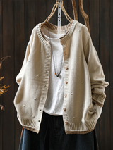Textured Button-Up Oversized Cardigan for Women | L&S 3