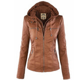 Willow | Women's Hooded Removable-Hood Zip-Up Faux Leather Jacket 0