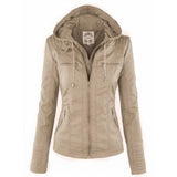 Willow | Women's Hooded Removable-Hood Zip-Up Faux Leather Jacket 3