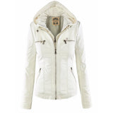 Willow | Women's Hooded Removable-Hood Zip-Up Faux Leather Jacket 4