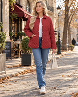 Women's Quilted Jacket | Diamond Stitch & Stand Collar 1