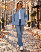 Women's Quilted Jacket | Diamond Stitch & Stand Collar 3
